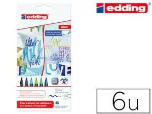 FEUTRE EDDING PORCELAINE E4200 CÉRAMIQUE ÉMAILLÉE VERRE POINTE PINCEAU FINE FLEXIBLE POCHETTE 6 COLORIS CHAUDS