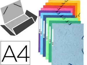 CHEMISE EXACOMPTA CARTE LUSTRÉE 5/10E 400G 3 RABATS ET ÉLASTIQUE A4 FORMAT 240X320MM COLORIS VIFS ASSORTIS 10 UNITÉS