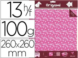 PAPIER PLIAGE OZ INTERNATIONAL ORIGAMI 260X260MM 100G/M2 DOUBLE FACE DÉCOR FLEURS EN RELIEF COLORIS ASSORTIS 12F