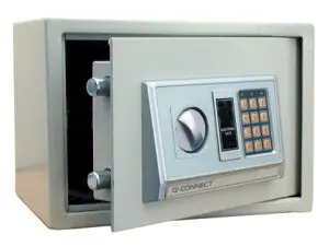 COFFRE-FORT Q-CONNECT ÉLECTRONIQUE 10L 310X200X200MM À CODE DIGITAL ACCESSOIRES FIXATION MUR OU SOL