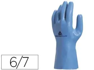 GANT LATEX DELTAPLUS SUPPORT COTON JERSEY LONGUEUR 30CM ÉPAISSEUR 1.25MM COLORIS BLEU TAILLE 6/7 PAIRE