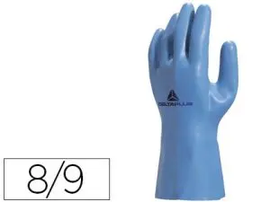 GANT LATEX DELTAPLUS SUPPORT COTON JERSEY LONGUEUR 30CM ÉPAISSEUR 1.25MM COLORIS BLEU TAILLE 8/9 PAIRE