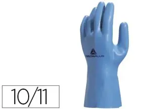GANT LATEX DELTAPLUS SUPPORT COTON JERSEY LONGUEUR 30CM ÉPAISSEUR 1.25MM COLORIS BLEU TAILLE 10/11 PAIRE