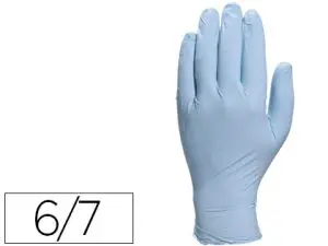 GANT JETABLE DELTAPLUS NITRILE POUDRÉ AQL 1.5 COMPATIBLE ALIMENTAIRE COLORIS BLEU TAILLE 6/7 BOÎTE 100 UNITÉS