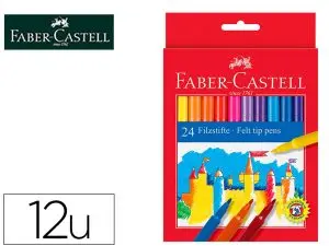 FEUTRE FABER CASTELL SCOLAIRE POINTE ROBUSTE CAPUCHON VENTILÉ LAVABLE COULEURS ASSORTIES ÉTUI 12 UNITÉS