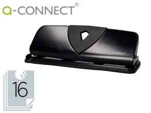 PERFORATEUR Q-CONNECT MÉTAL ET PLASTIQUE CAPACITÉ PERFORATION 16F 4 TROUS COLORIS NOIR 280X110MM