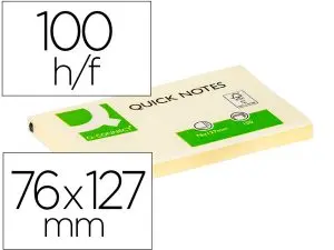 BLOC-NOTES Q-CONNECT QUICK NOTES 76X127MM 1 BLOC 100F REPOSITIONNABLES COLORIS JAUNE