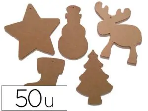 FORME NOËL CULTURE CLUB À DÉCORER MDF 14CM HAUTEUR ASSORTIMENT 5 FORMES DIFFÉRENTES 50 PIÈCES À SUSPENDRE
