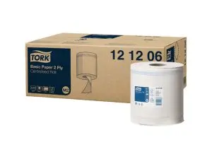 TORK PAPIER D'ESSUYAGE BASIC POUR DISTRIBUTEUR À DÉVIDAGE  CENTRAL BLANC M2 LOT DE 6