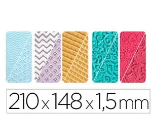 PLAQUE TEXTURE GRAINE CREATIVE SOUPLE THERMOFORMEE 210X148X1,5MM ROULEAU OU MACHINE A PATE MOTIFS ASSORTIS PAQUET 5 UNI