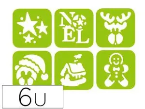 POCHOIR GRAINE CREATIVE NOEL 145X145MM MODELES ASSORTIS LOT6 UNITES
