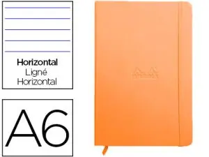 CARNET RHODIA WEBNOTEBOOK A6 9X14CM COUVERTURE SIMILI CUIR TANGERINE 192 PAGES 90G LIGNÉ ÉLASTIQUE MARQUE-PAGE ORANGE