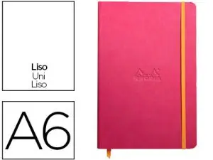 CARNET RHODIA WEBNOTEBOOK A6 9X14CM COUVERTURE SIMILI CUIR FRAMBOISE 192 PAGES 90G UNI ÉLASTIQUE MARQUE-PAGE ORANGE