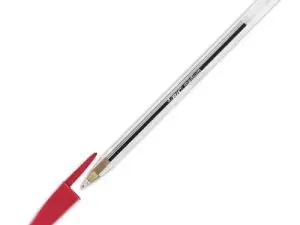 STYLO-BILLE BIC CRISTAL ÉCRITURE MOYENNE 0.5MM ENCRE CLASSIQUE BILLE INDÉFORMABLE CAPUCHON COULEUR ENCRE ROUGE
