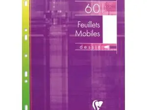 FEUILLET MOBILE CLAIREFONTAINE A4 21X29,7CM PAPIER DESSIN 60F 125G PERFORÉ COLORIS ASSORTIS