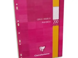 COPIE DOUBLE CLAIREFONTAINE A4 210X297MM PAPIER VÉLIN VELOUTÉ 200P 90G 5X5MM PERFORÉES ÉTUI VERNI