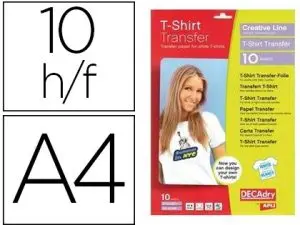 PAPIER TRANSFERT APLI AGIPA POUR T-SHIRT TEXTILE BASE COTON FEUILLE A4 IMPRIMABLE JET D'ENCRE RÉSISTE LAVAGE PACK 10U