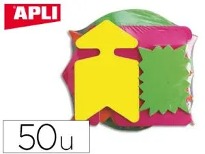 ÉTIQUETTE AFFICHAGE APLI AGIPA ÉCLATÉ NON EFFAÇABLE 80X120MM CARTON FLUO 780G ASSORTIMENT JAUNE/ORANGE LOT 50 UNITÉS