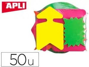 ÉTIQUETTE AFFICHAGE APLI AGIPA ÉCLATÉ NON EFFAÇABLE 120X160MM CARTON FLUO 780G ASSORTIMENT JAUNE/ORANGE LOT 50 UNITÉS