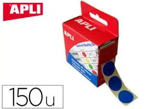 PASTILLE ADHÉSIVE APLI AGIPA DIAMÈTRE 15MM PERMANENTE COLORIS BLEU BOÎTE 150 UNITÉS