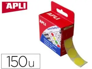 PASTILLE ADHÉSIVE APLI AGIPA DIAMÈTRE 15MM PERMANENTE COLORIS JAUNE BOÎTE 150 UNITÉS