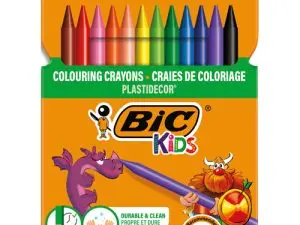 CRAYON CIRE BIC KIDS PLASTIDÉCOR 120MM RÉSISTANT NON SALISSANT ÉTUI CARTON 12 UNITÉS