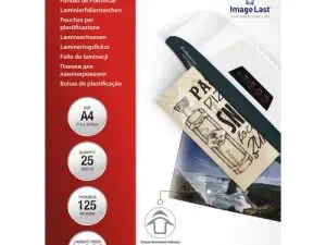POCHETTE PLASTIFICATION FELLOWES À CHAUD POLYESTER TRANSPARENT RÉSISTANT EAU FORMAT A4 125 MICRONS BOÎTE 25 UNITÉS