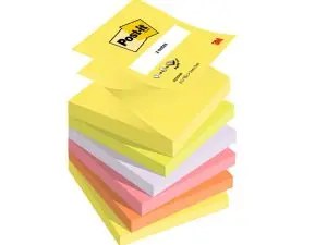 BLOC-NOTES POST-IT RECHARGES Z-NOTES 76X76MM 100F REPOSITIONNABLES COLORIS NÉON ASSORTIS 6 BLOCS