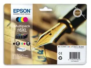 CARTOUCHE EPSON DURABRITE 16XL JET D'ENCRE 450P POUR WF-2010W WF-2510WF WF-2520NF WF-2530WF WF-2540 MULTIPACK 4 COULEURS