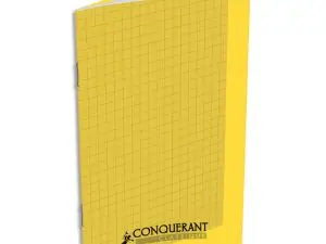 CARNET AGRAFÉ CONQUÉRANT CLASSIQUE COUVERTURE POLYPROPYLÈNE 11X17CM 96 PAGES 90G 5X5MM COLORIS JAUNE
