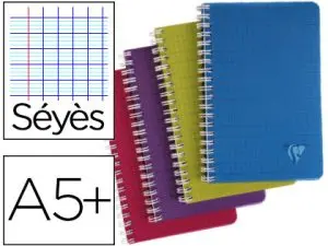 CAHIER CLAIREFONTAINE LINICOLOR INTENSIVE RELIURE INTÉGRALE A5+ 17X22CM 100 PAGES 90G RÉGLURE SÉYÈS COLORIS ASSORTIS