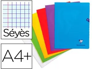 CAHIER PIQUÉ CLAIREFONTAINE MIMESYS COUVERTURE POLYPROPYLÈNE A4+ 24X32CM 48 PAGES 90G RÉGLURE SÉYÈS COLORIS ASSORTIS