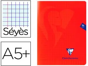 CAHIER PIQUÉ CLAIREFONTAINE MIMESYS COUVERTURE POLYPROPYLÈNE A5+ 17X22CM 96 PAGES 90G RÉGLURE SÉYÈS COLORIS ROUGE