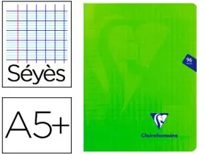 CAHIER PIQUÉ CLAIREFONTAINE MIMESYS COUVERTURE POLYPROPYLÈNE A5+ 17X22CM 96 PAGES 90G RÉGLURE SÉYÈS COLORIS VERT