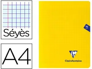 CAHIER PIQUÉ CLAIREFONTAINE MIMESYS COUVERTURE POLYPROPYLÈNE A4 21X29,7CM 96 PAGES 90G RÉGLURE SÉYÈS COLORIS JAUNE