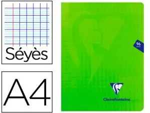 CAHIER PIQUÉ CLAIREFONTAINE MIMESYS COUVERTURE POLYPROPYLÈNE A4 21X29,7CM 96 PAGES 90G RÉGLURE SÉYÈS COLORIS VERT