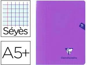 CAHIER PIQUÉ CLAIREFONTAINE MIMESYS COUVERTURE POLYPROPYLÈNE A5+ 17X22CM 96 PAGES 90G RÉGLURE SÉYÈS COLORIS VIOLET