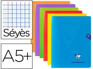 CAHIER PIQUÉ CLAIREFONTAINE MIMESYS COUVERTURE POLYPROPYLÈNE A5+ 17X22CM 96 PAGES 90G RÉGLURE SÉYÈS INCOLORE