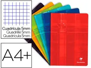 CAHIER PIQUÉ CLAIREFONTAINE A+ 24X32CM 48 PAGES 90G QUADRILLAGE 5MM COLORIS ASSORTIS