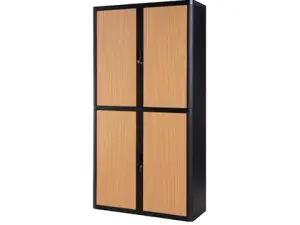 ARMOIRE PAPERFLOW EASYOFFICE 4 TABLETTES CHARGE 75KG STRUCTURE NOIRE RIDEAUX 204X110X41,5CM COLORIS NOIR/HÊTRE