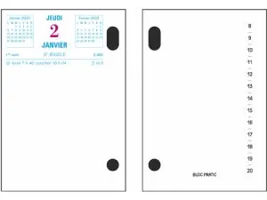 BLOC ÉPHÉMÉRIDE EXACOMPTA SOCLE ANNUEL 2024 1 JOUR/PAGE DATE À GAUCHE 85X115MM