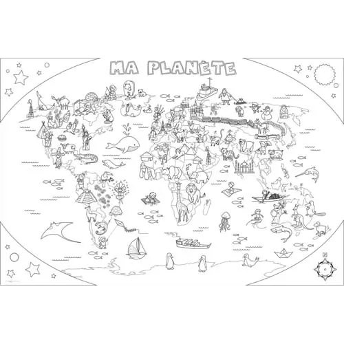 COLORIAGE GÉANT BOUCHUT ATLAS 80X120CM SOUS ÉTUI CARTON