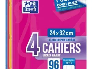 CAHIER OXFORD OPENFLEX COUVERTURE RÉSISTANTE INDÉCHIRABLE A4+ 24X32CM 96 PAGES SÉYÈS LOT 4UNITÉS
