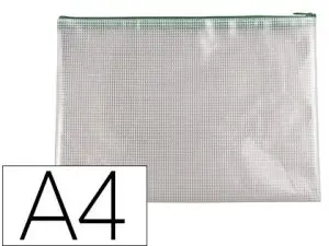 POCHETTE Q-CONNECT PORTE-DOCUMENTS PVC A4 OUVERTURE SUPÉRIEURE AVEC FERMETURE ÉCLAIR COLORIS VERT