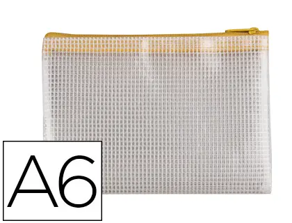 POCHETTE Q-CONNECT PORTE-DOCUMENTS PVC A6 OUVERTURE SUPÉRIEURE AVEC FERMETURE ÉCLAIR COLORIS JAUNE