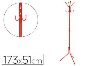 PORTE-MANTEAUX Q-CONNECT MÉTALLIQUE 8 PATÈRES HAUTEUR 173CM COLORIS ROUGE