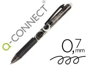 ROLLER Q-CONNECT ÉCRITURE MOYENNE 0.7MM ENCRE EFFAÇABLE GRIP PRÉHENSION GOMME SERTIE COLORIS NOIR