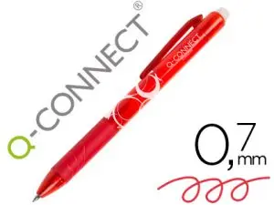 ROLLER Q-CONNECT ÉCRITURE MOYENNE 0.7MM ENCRE EFFAÇABLE GRIP PRÉHENSION GOMME SERTIE COLORIS ROUGE