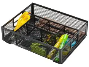 ORGANISEUR BUREAU Q-CONNECT MAILLE MÉTALLIQUE 6 COMPARTIMENTS 235X183X65MM COLORIS NOIR