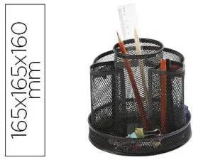 ORGANISEUR BUREAU Q-CONNECT ROTATIF MAILLE MÉTALLIQUE 8 COMPARTIMENTS DIAM. 165X160MM COLORIS NOIR